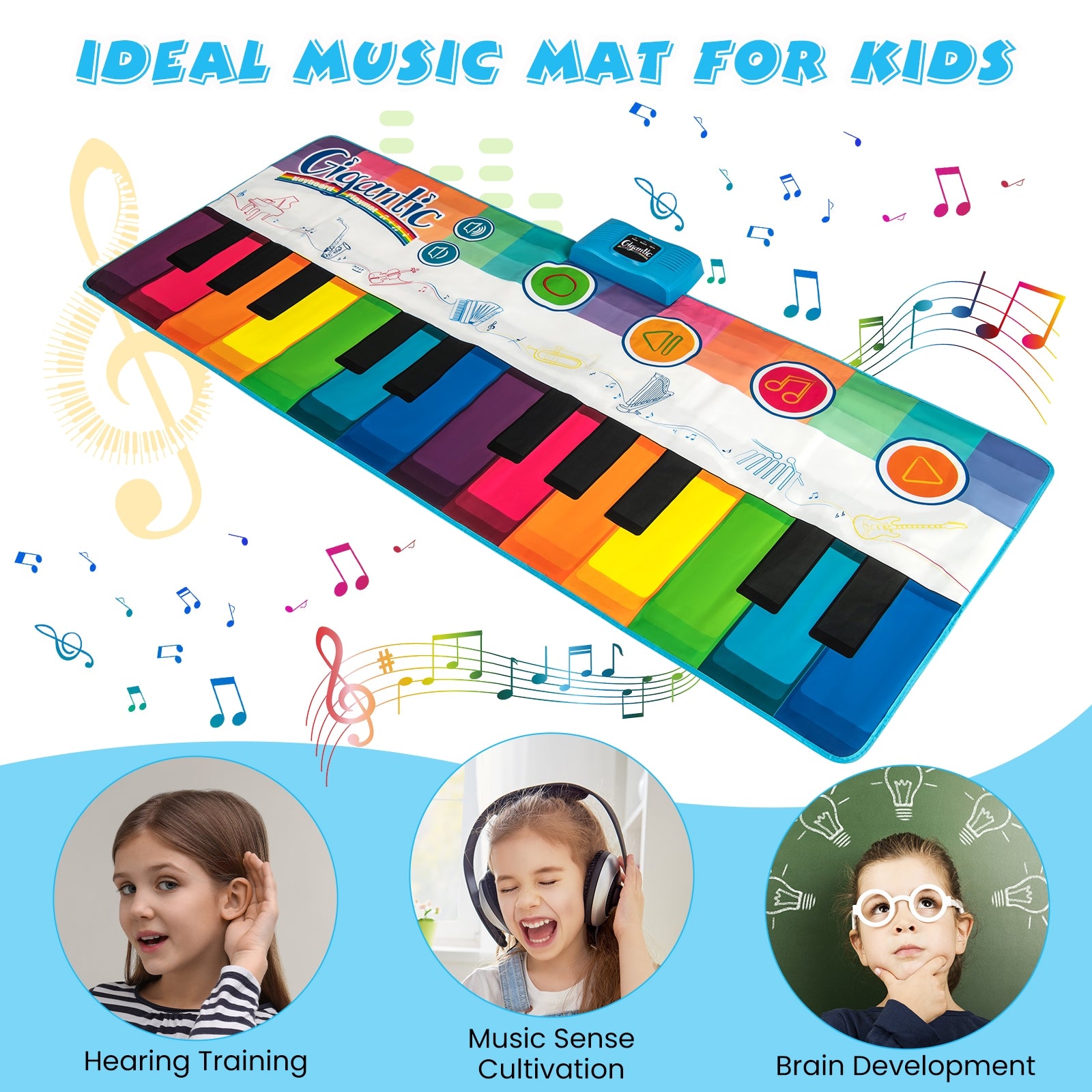 Floor Piano Dance Mat for Kids Musical Playmat with 8 Instrument Sounds