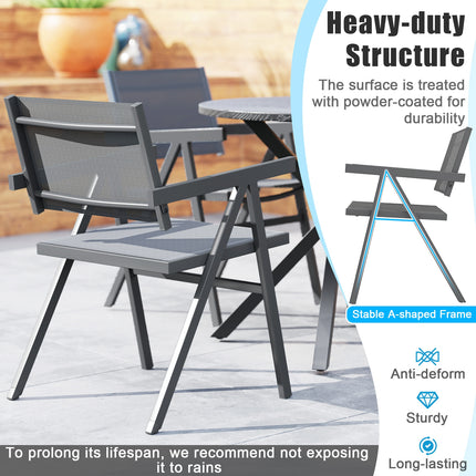 Patio Chairs Set of 2 Outdoor Dining Chair with Breathable Fabric Seat-Set of 4