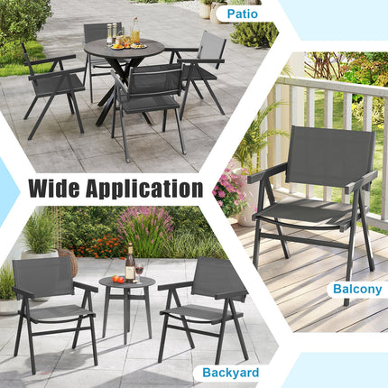 Patio Chairs Set of 2 Outdoor Dining Chair with Breathable Fabric Seat-Set of 4