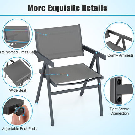 Patio Chairs Set of 2 Outdoor Dining Chair with Breathable Fabric Seat-Set of 4