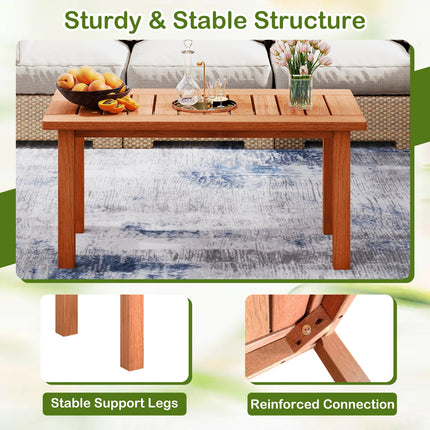 Patio Coffee Table with Slatted Tabletop for Deck  Poolside