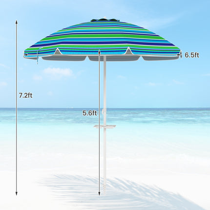 7.2 Feet Portable Outdoor Beach Umbrella with Sand Anchor and Tilt Mechanism-Green