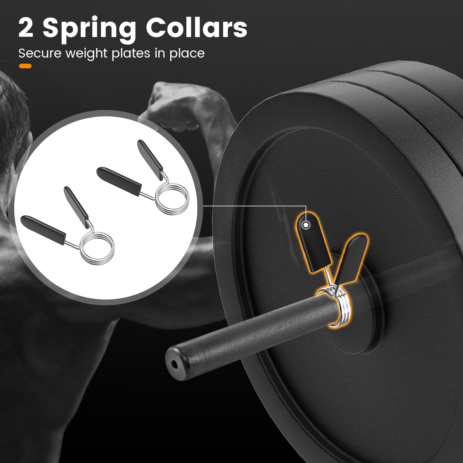 Olympic Hex Trap Bar with 2 Spring Collars and Foldable Handle-Black