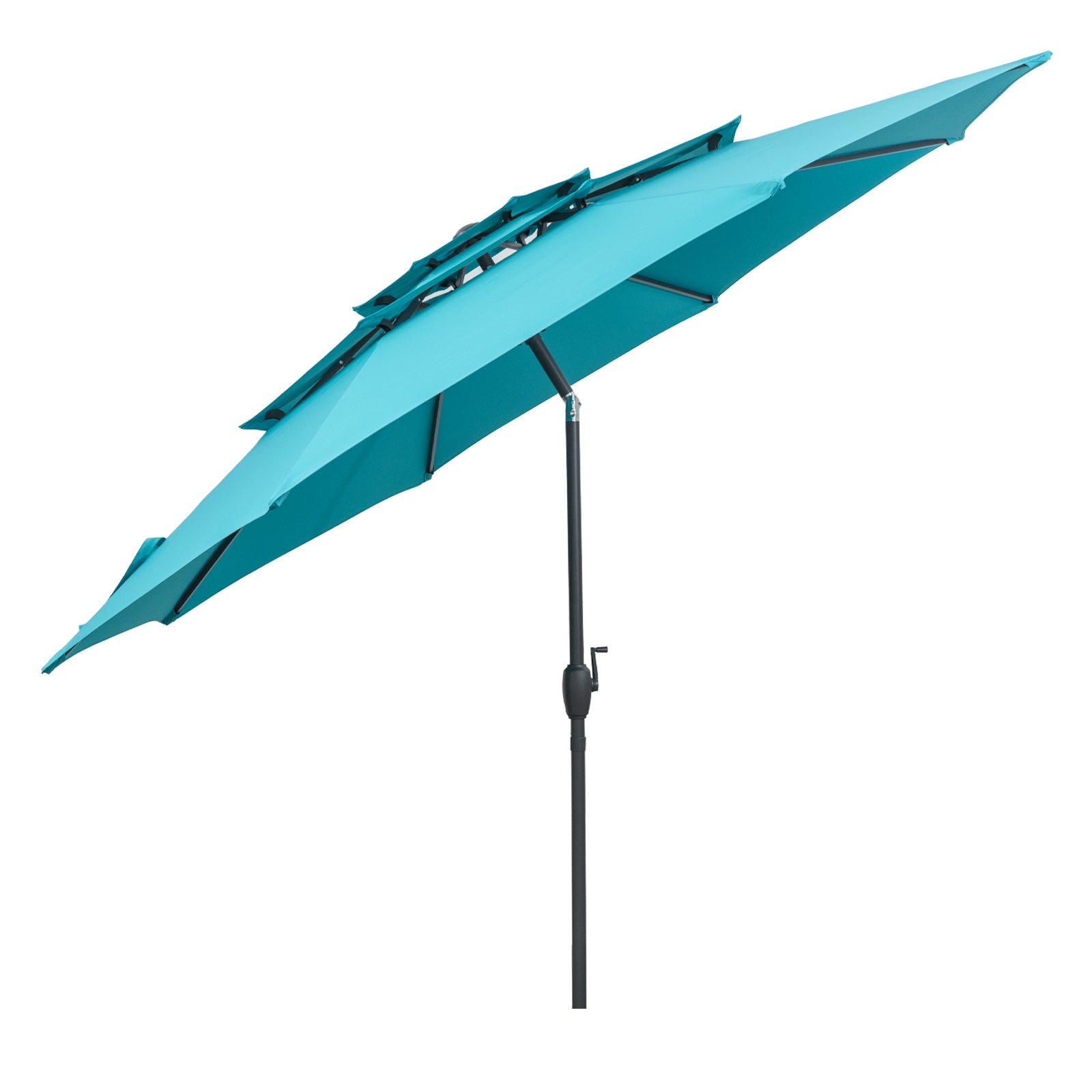 Parasol de terrasse ventilé à 3 niveaux de 3,05 m avec inclinaison à bouton-poussoir - Vert