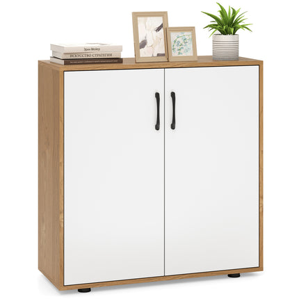 Coffee Bar Cabinet with 5-Position Adjustable Shelf for Living Room Dining Room-Natural