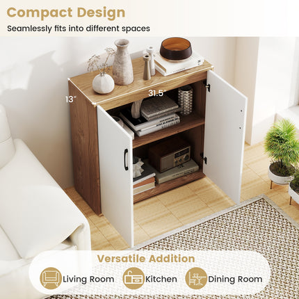 Coffee Bar Cabinet with 5-Position Adjustable Shelf for Living Room Dining Room-Natural