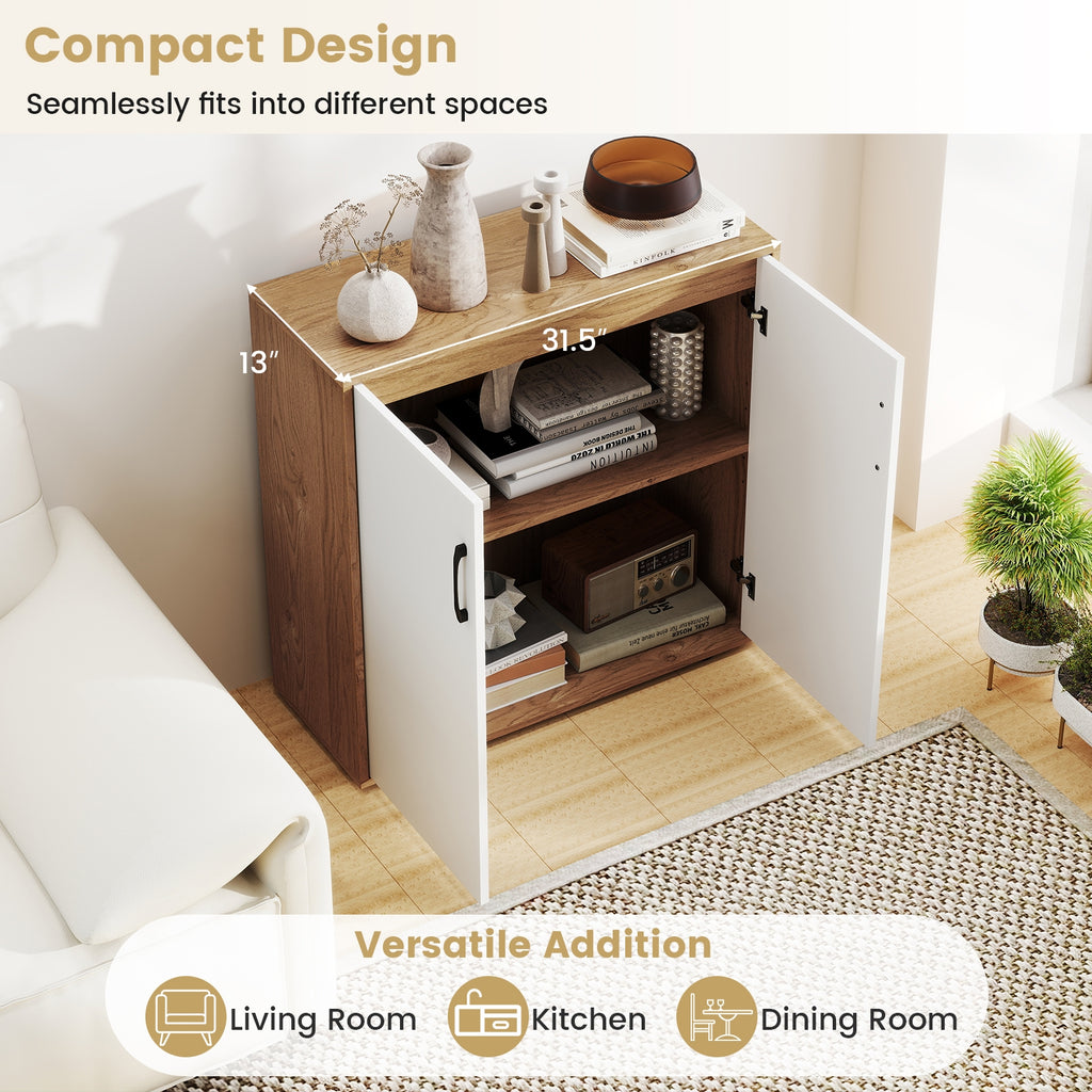 Coffee Bar Cabinet with 5-Position Adjustable Shelf for Living Room Dining Room-Natural