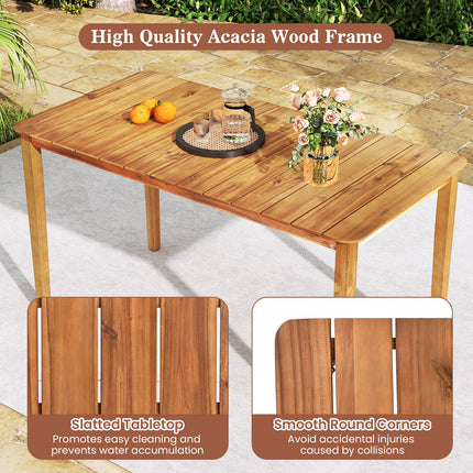 Rectangular Outdoor Dining Table Acacia Wood for 4-6 People