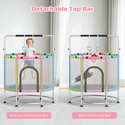 55" Kids Trampoline Gift for for 3-6 Years Old Boys and Girls-Pink