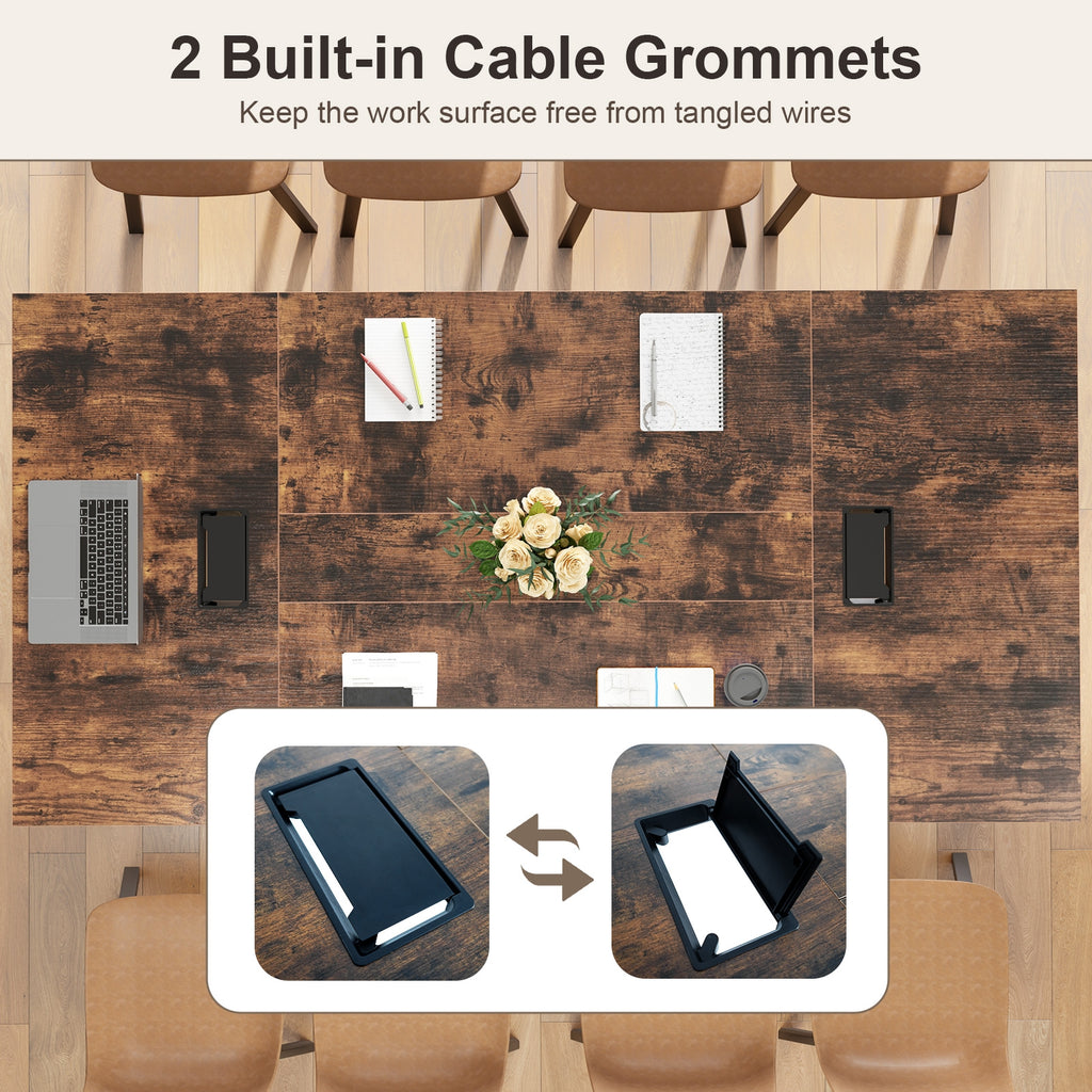 8 FT Conference Room Table Large Meeting Table Seats up to 10 People-Rustic Brown