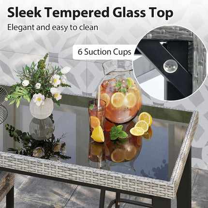 43.5 Inch Outdoor Bar Table with Tempered Glass Top