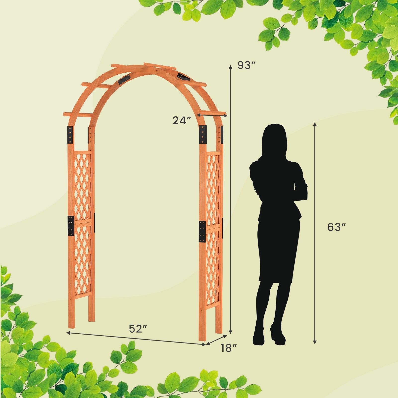 Arche de jardin en bois de 7,7 pieds pour plantes grimpantes