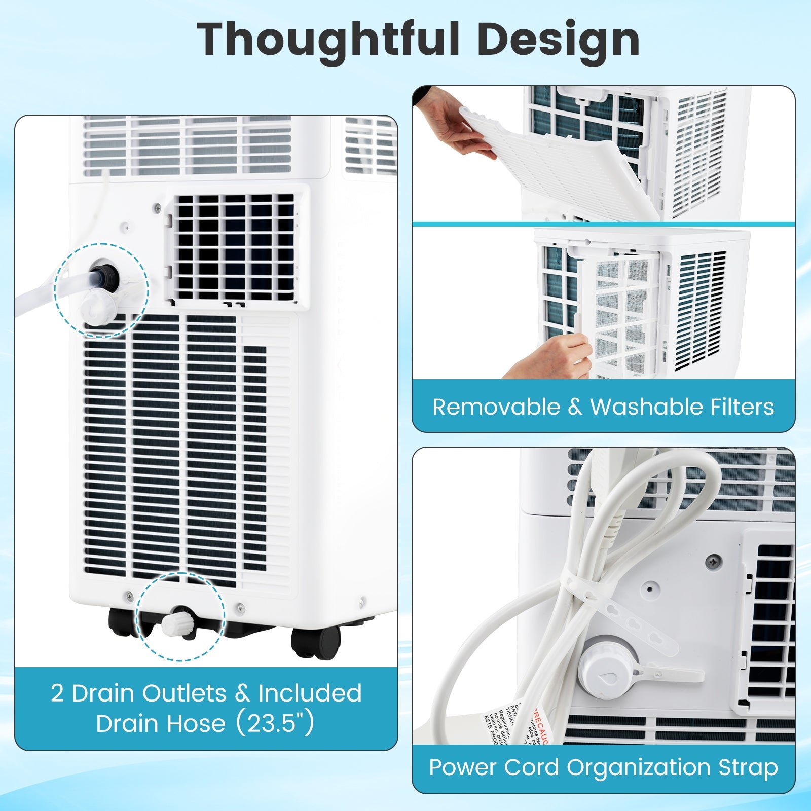 8200/10000 BTU Portable Air Conditioner 3-in-1 Stand up AC Unit with Dehumidifier-8200 BTU
