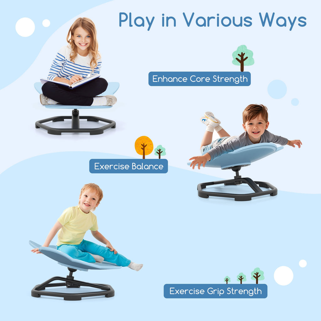 Kids Sensory Swivel Chair Elephant 360° Spinning Chair with Non-Slip Metal Base-Blue