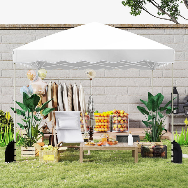 Foldable 10 X 10 Feet Pop up Canopy Tent with Wheeled Bag-White