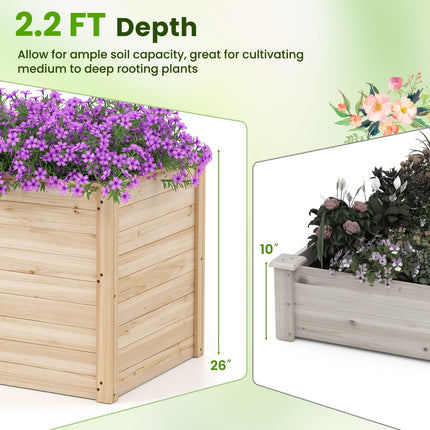 Wooden Raised Garden Bed Elevated Planter Box with Open-Ended Base