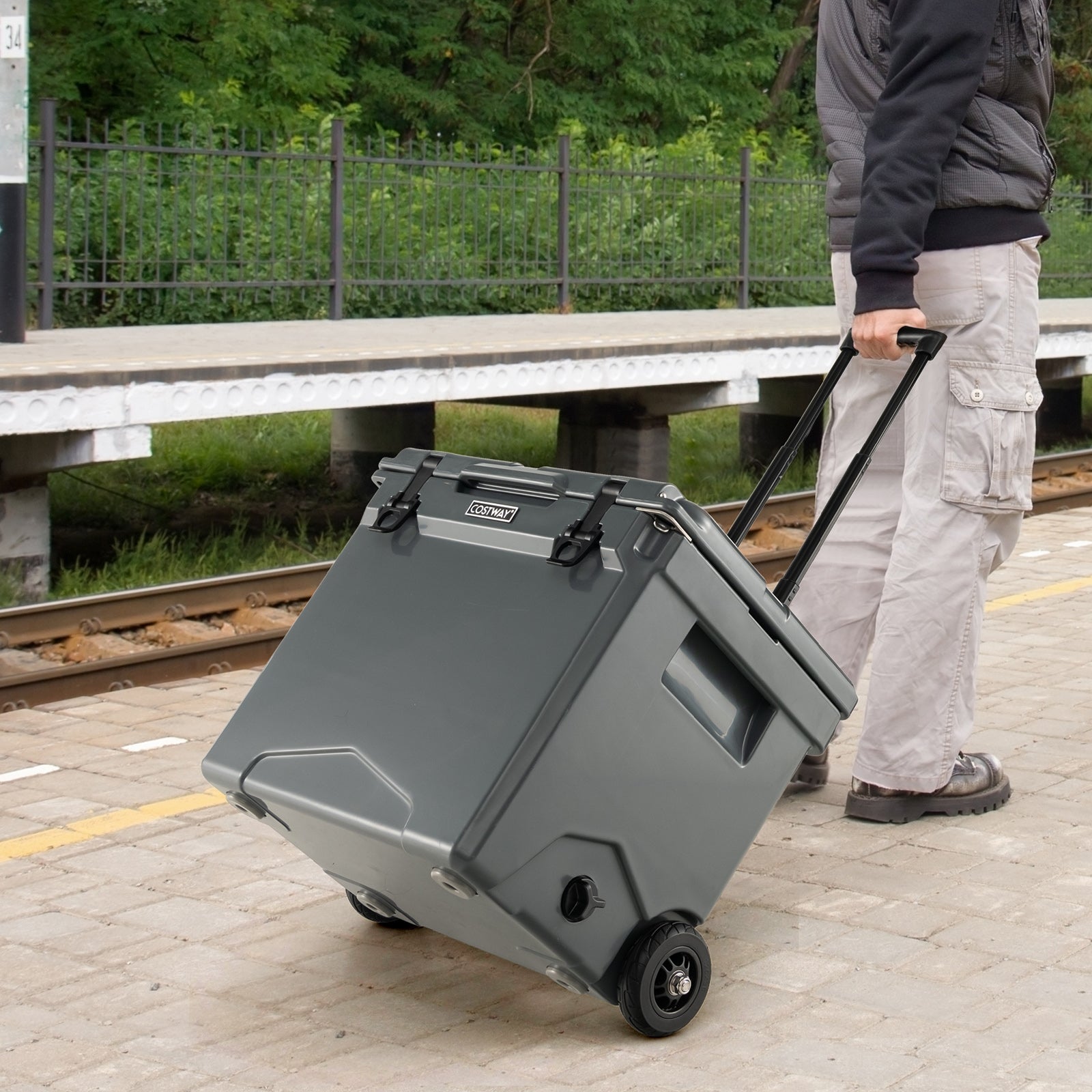 Glacière rigide 40 litres avec roulettes et poignée