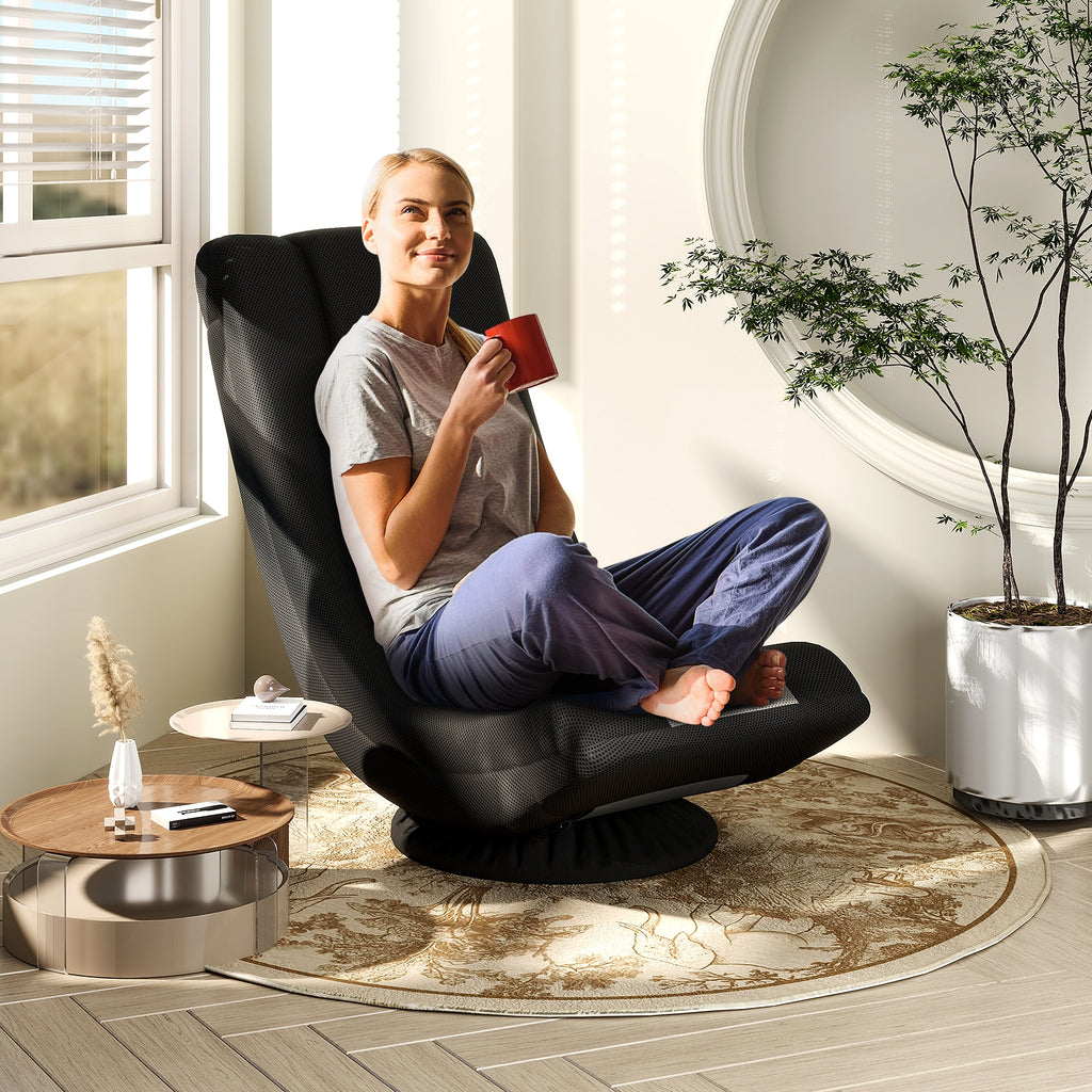 360Â° Swivel Gaming Chair with 4 Adjustable Position-Black and Gray