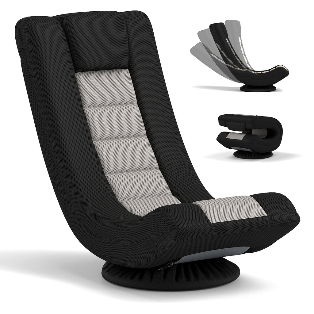 360Â° Swivel Gaming Chair with 4 Adjustable Position-Black and Gray