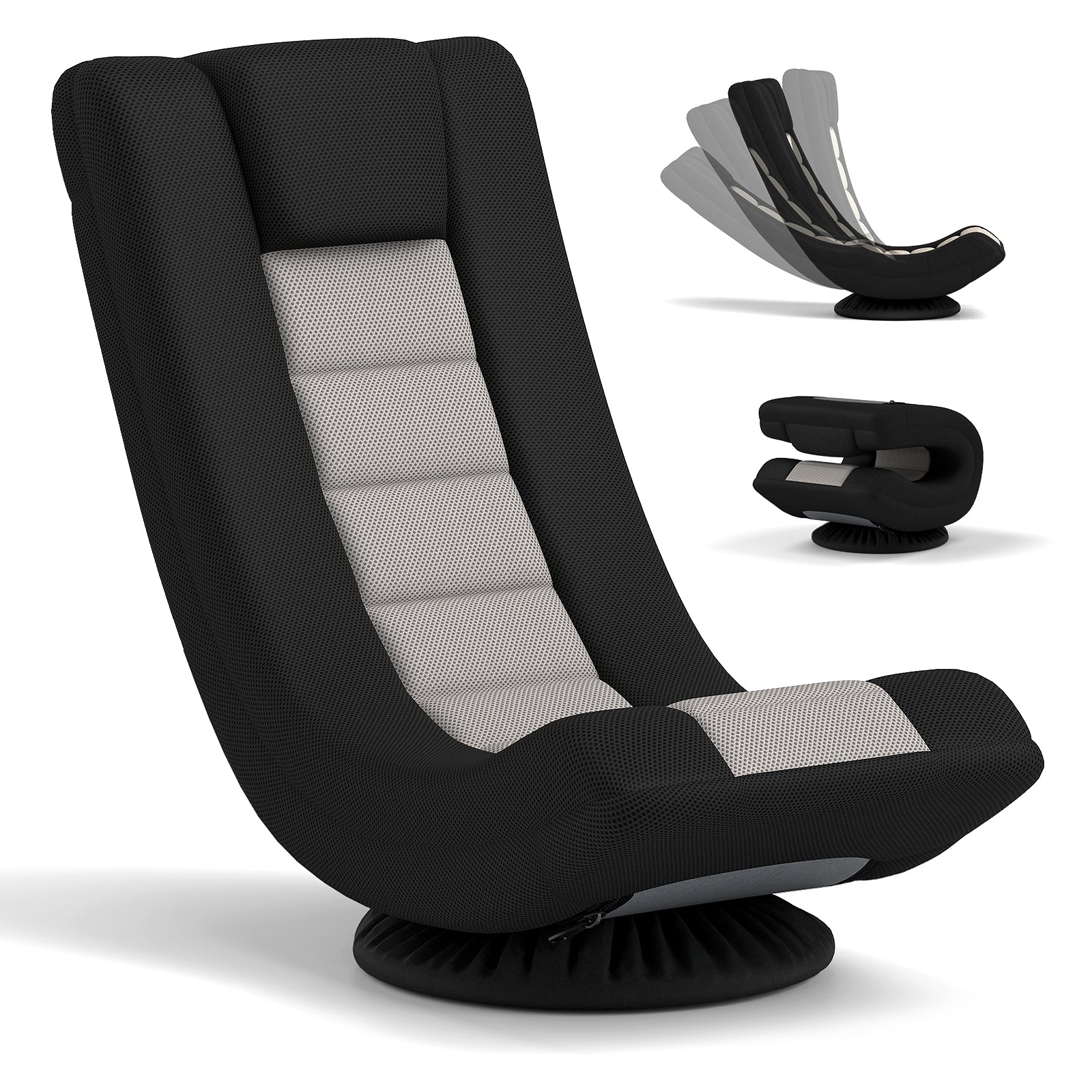 360Â° Swivel Gaming Chair with 4 Adjustable Position-Black and Gray