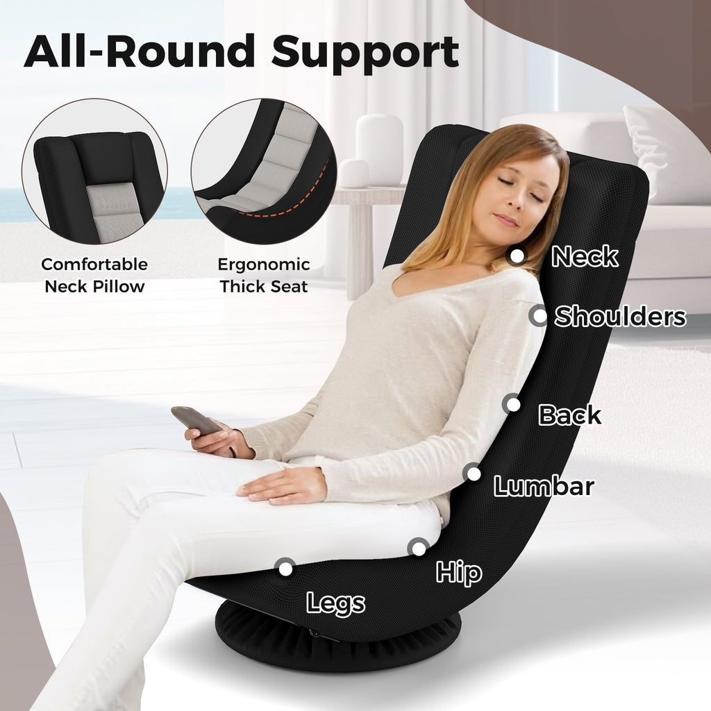 360Â° Swivel Gaming Chair with 4 Adjustable Position-Black and Gray