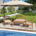 4 Piece Wood Patio Furniture with Armchairs Loveseat and Coffee Table-Off White