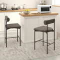 26 Inch Upholstered Bar Stools Set of 2 Counter Height Bar Chairs with  Backrest-Gray