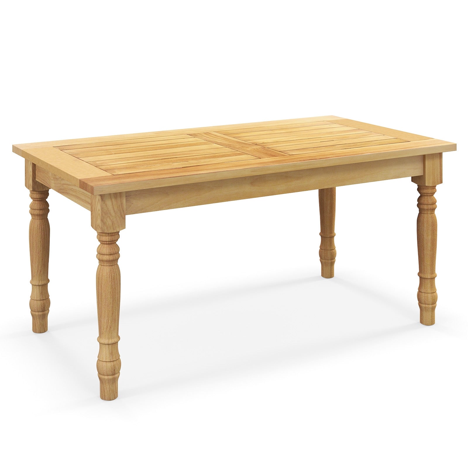 Table basse de jardin avec structure en bois de teck massif et plateau à lattes