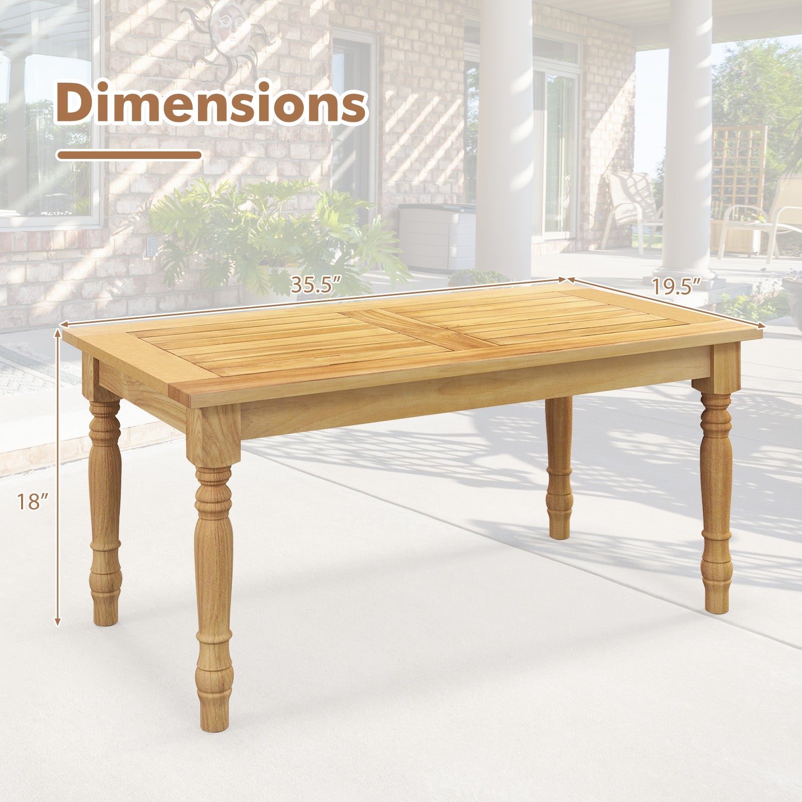 Table basse de jardin avec structure en bois de teck massif et plateau à lattes