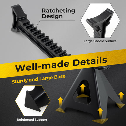 6 Ton 13000 lbs Capacity Metal Car Lifting Stands with 14-23 Inch Adjustable Height