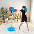 Adjustable Punching Bag with Stand and Boxing Gloves for Both Adults and Kids-Blue