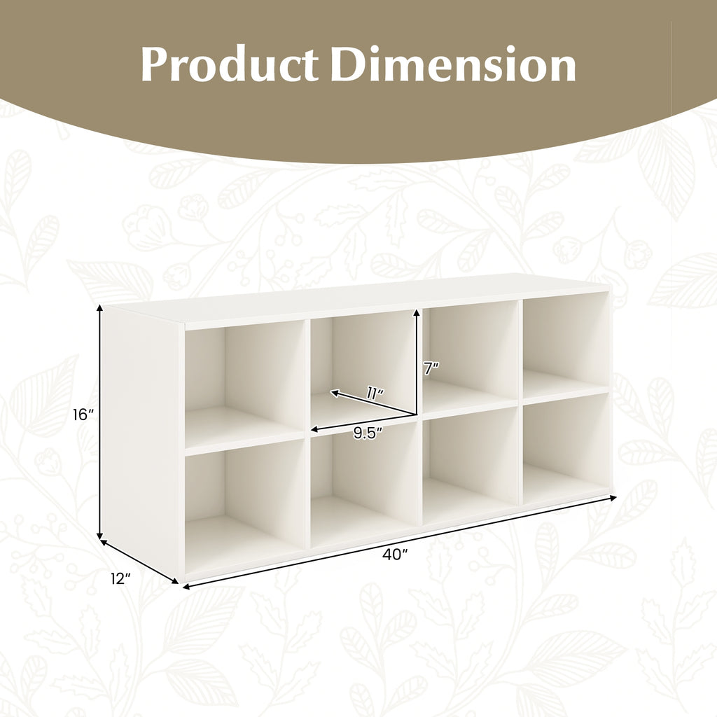 8 Cubbies Shoe Organizer with 500 LBS Weight Capacity-White
