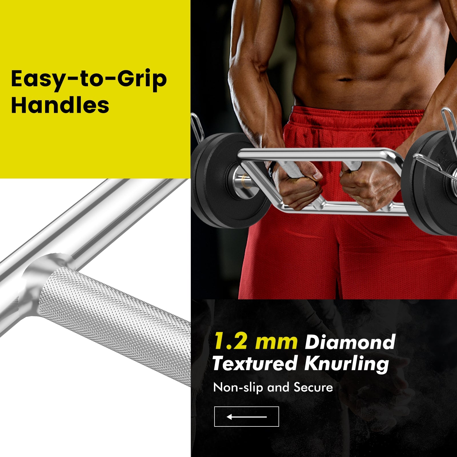 700 LBS Olympic Triceps Bar with Knurled Handles for Squats  Deadlifts  Shrugs