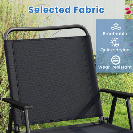 4 Pieces Patio Folding Furniture Set with SPC Coffee Table and Patio Chairs-Black
