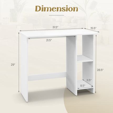Small Computer Desk with Storage and Adjustable Shelf-White