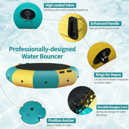 10 Feet Inflatable Splash Padded Water Bouncer Trampoline-Yellow