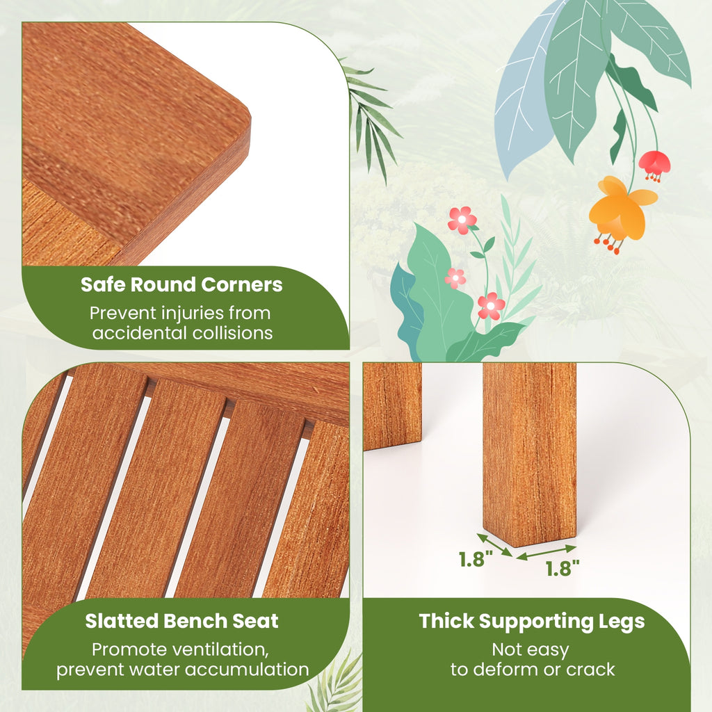 Wooden Plant Stand Outdoor Indoor Solid Wood Flower Pot Holder Display Shelf-S