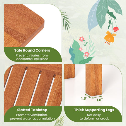 Wooden Plant Stand Outdoor Indoor Solid Wood Flower Pot Holder Display Shelf-M