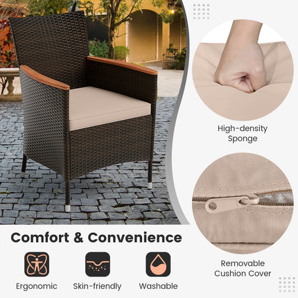 10 Piece Outdoor Dining Set with 15 Feet Double-Sided Twin Patio Umbrella-Red