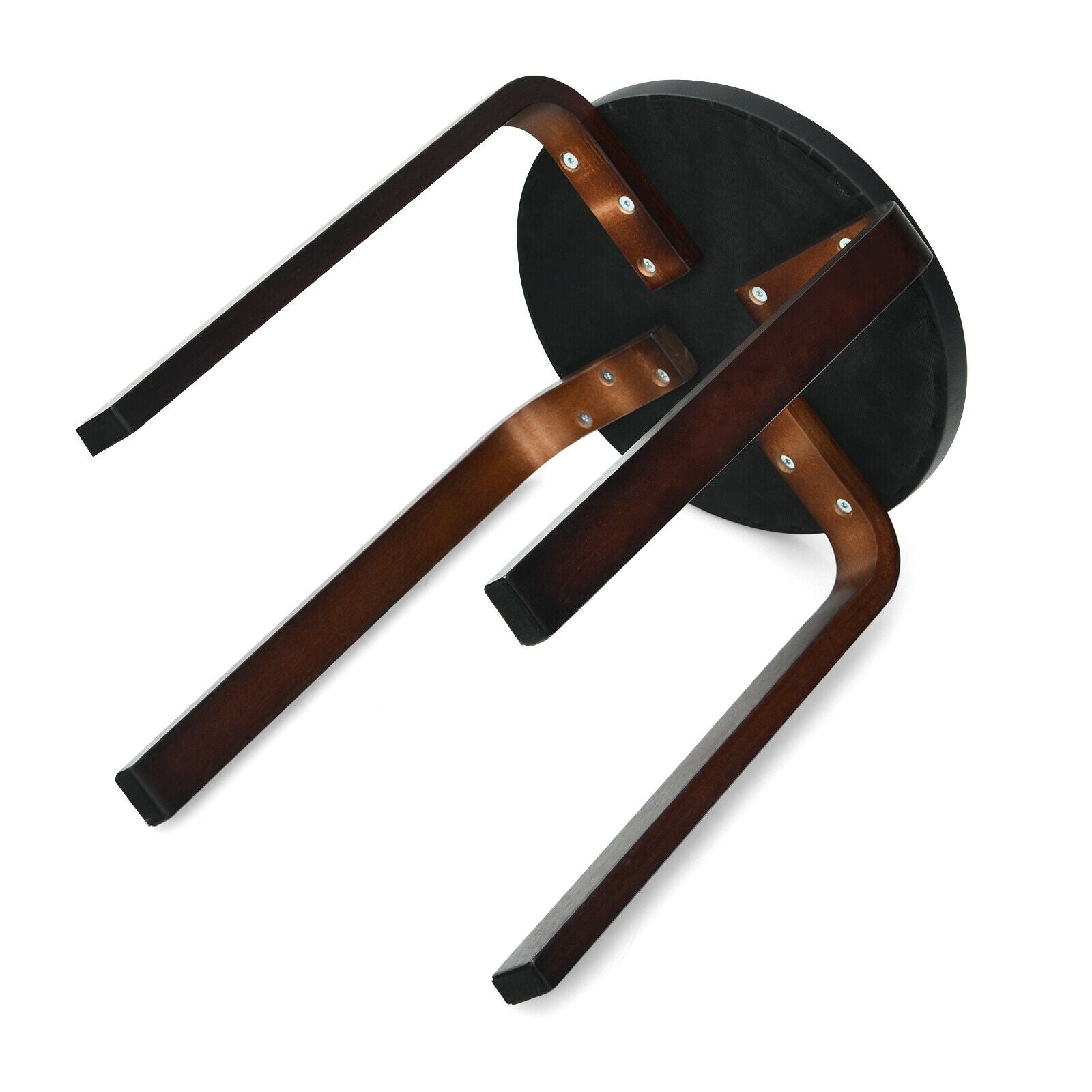 Set of 4 Bentwood Round Stool Stackable Dining Chairs with Padded Seat-Black