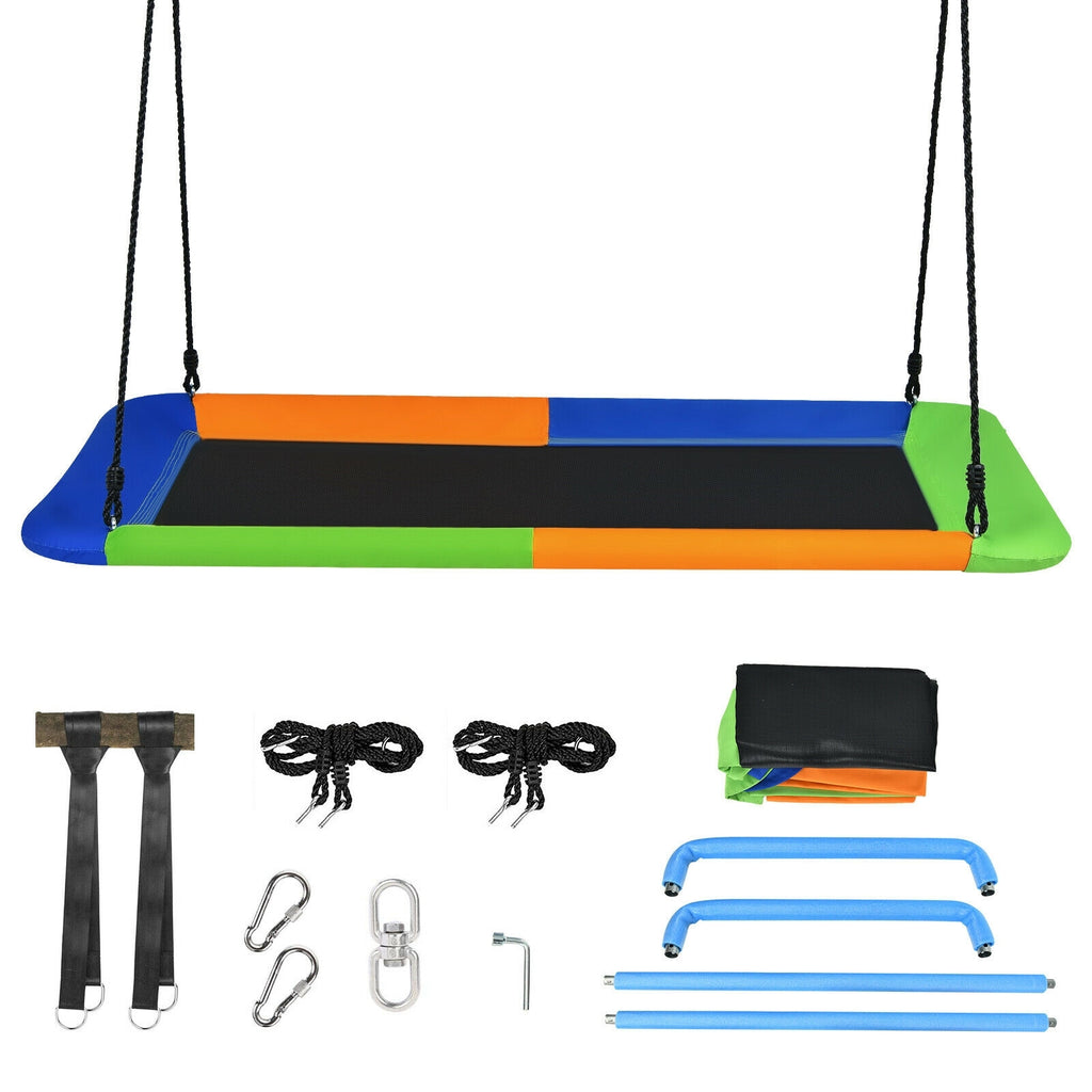 Balançoire Plateforme de 60 Pouces pour Arbre d'Extérieur avec 2 Sangles de Suspension - Bleu & Orange