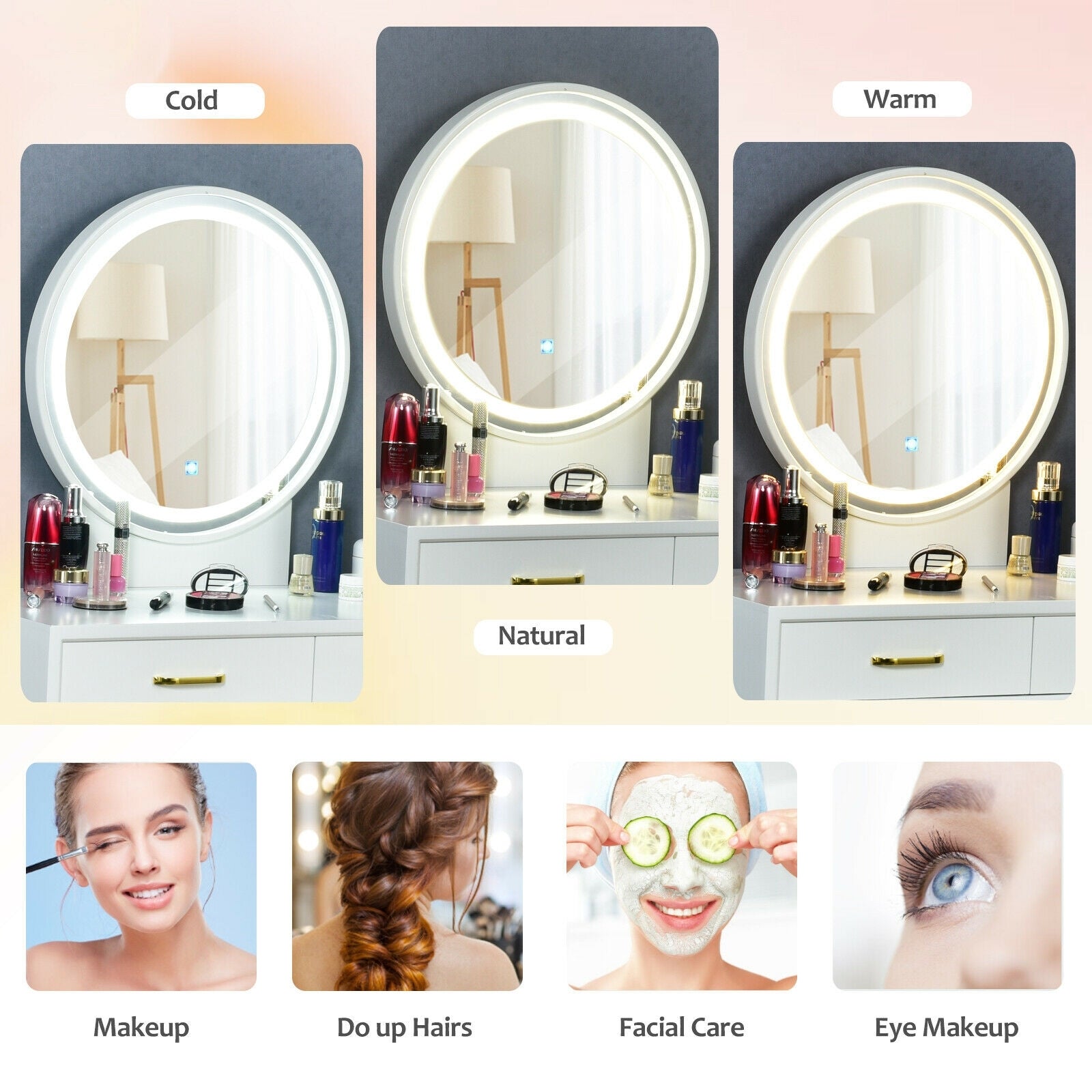 Vanity Dressing Table Set with 3 Lighting Modes