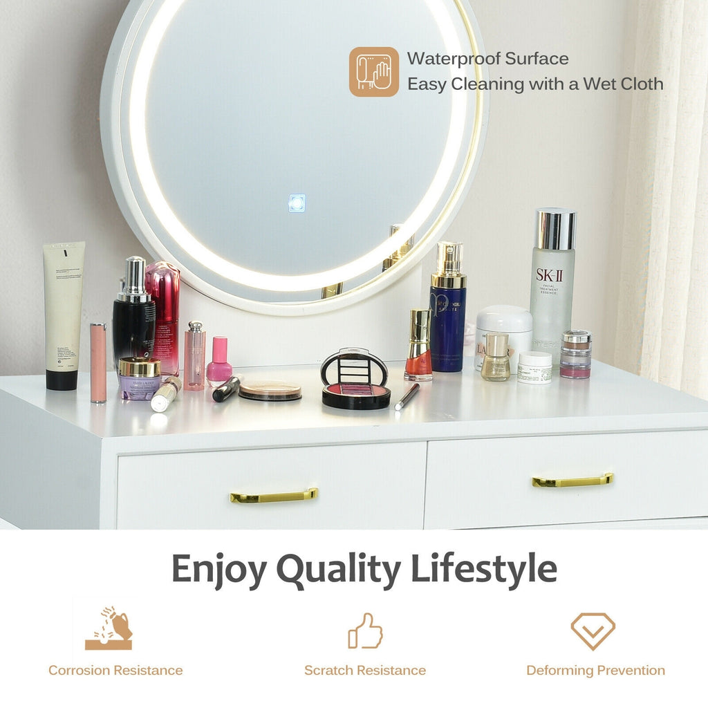 Vanity Dressing Table Set with 3 Lighting Modes