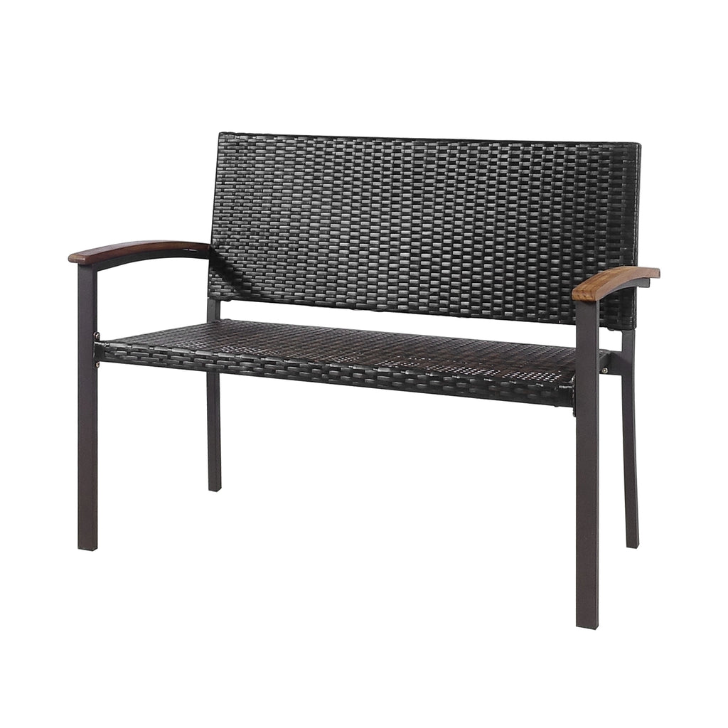Banc de patio en rotin osier avec accoudoir pour jardin