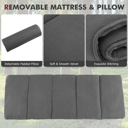 Folding Retractable Travel Camping Cot with Mattress and Carry Bag-Gray