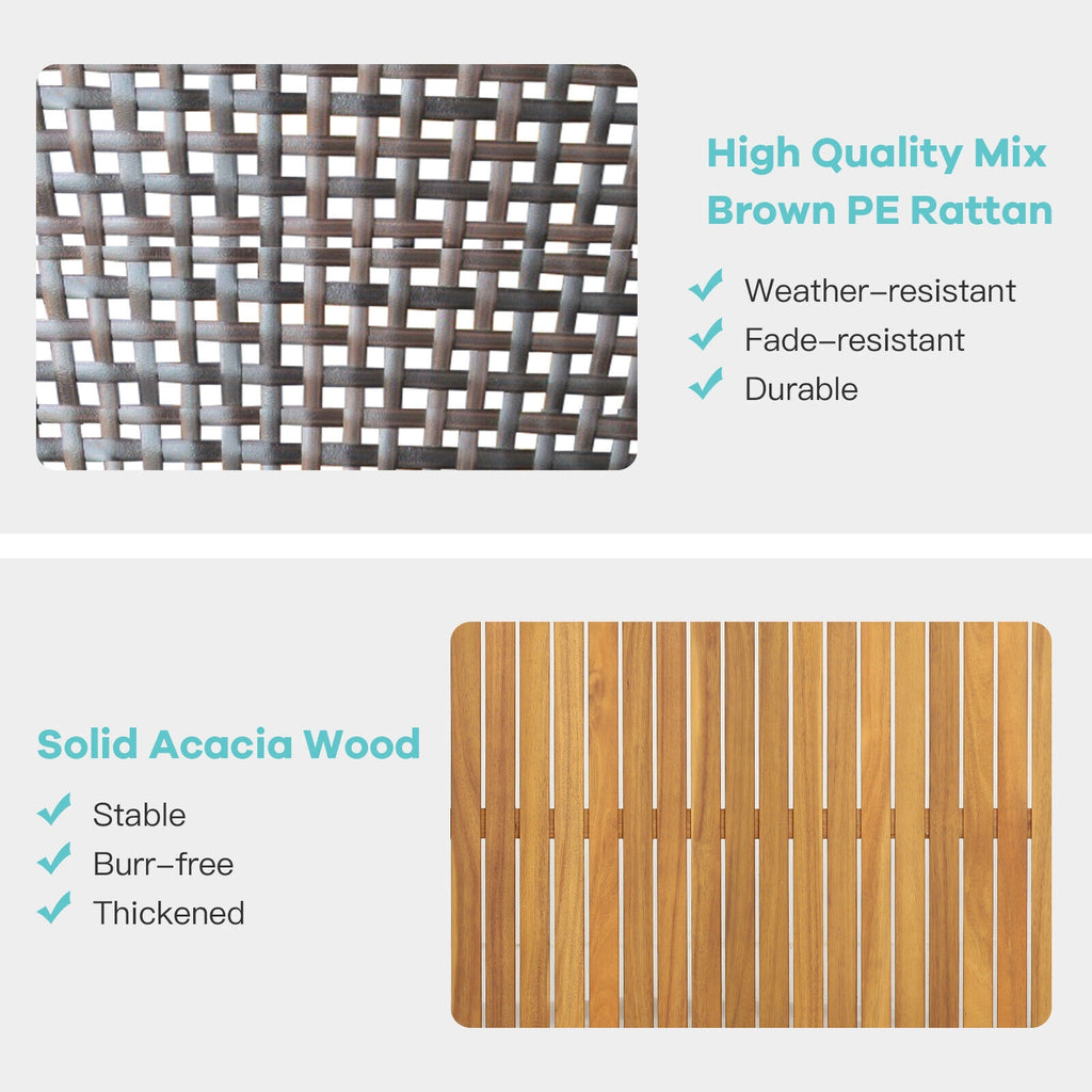 Ensemble de 4 meubles de patio en rotin avec coussins amovibles - Turquoise
