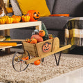 Wooden Wagon Planter with 9 Magnetic Accessories for Garden Yard-Walnut