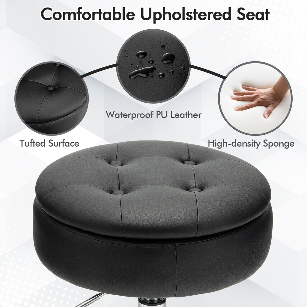 Adjustable 360Â° Swivel Storage Vanity Stool with Removable Tray-Black