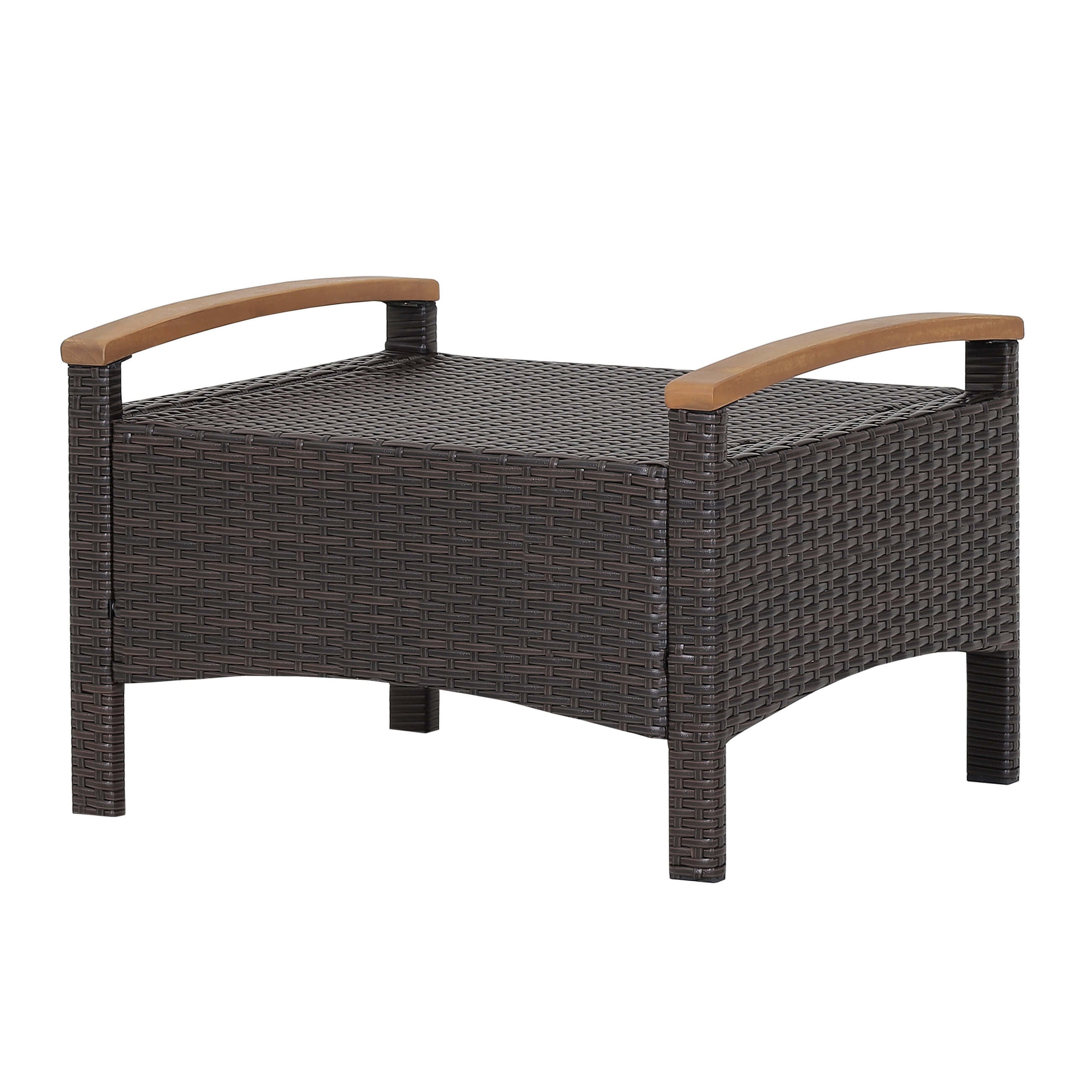 Lot de 2 poufs de patio en osier résistants à la décoloration - Marron