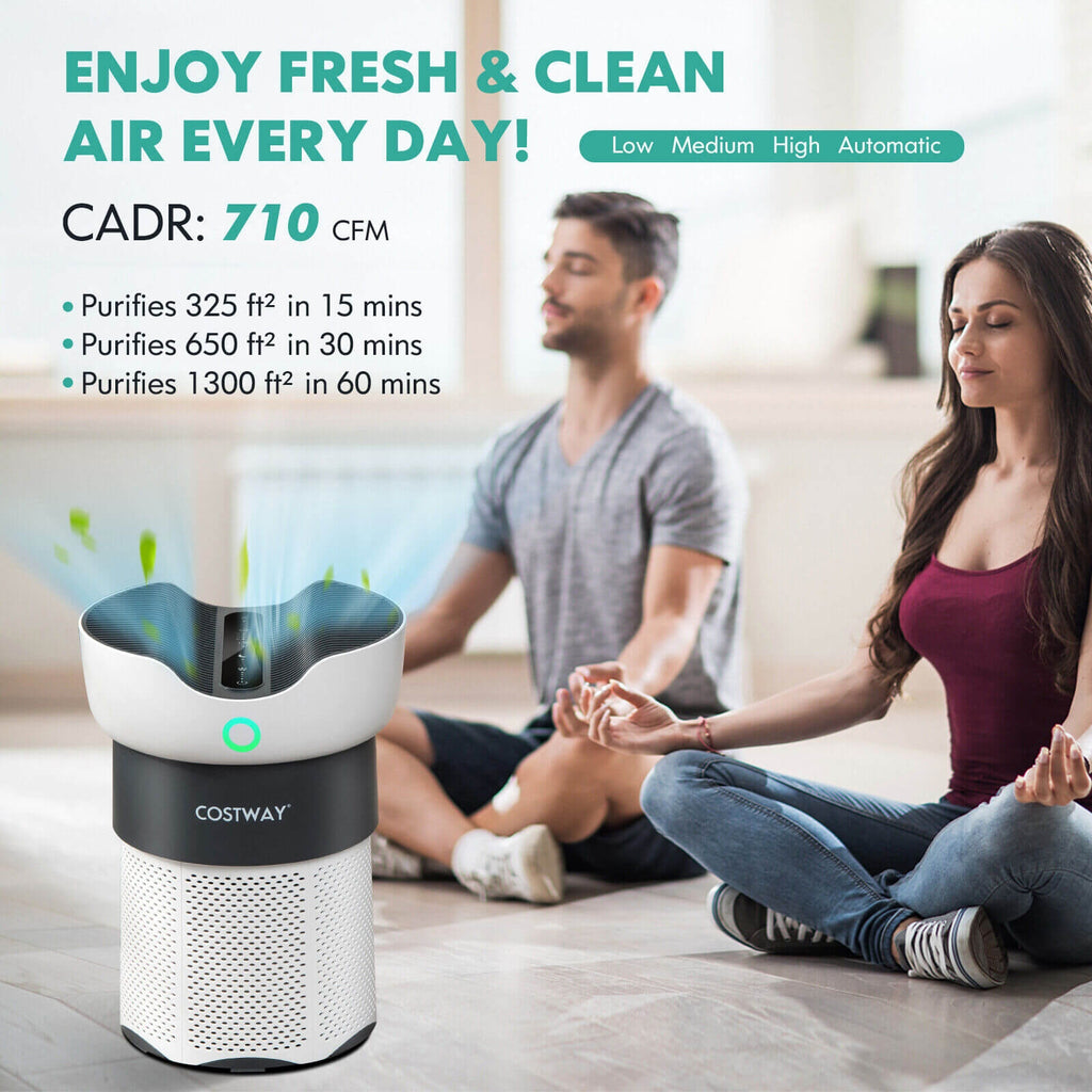 Air Purifier with Sleep Mode for Home Office up to 1300 Sq Ft-White